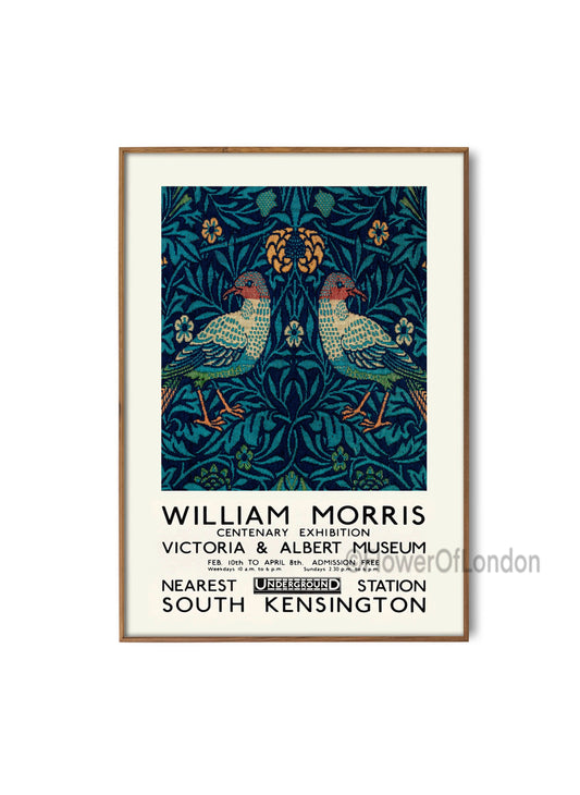 William Morris Exhibition Poster Birds on Fabric