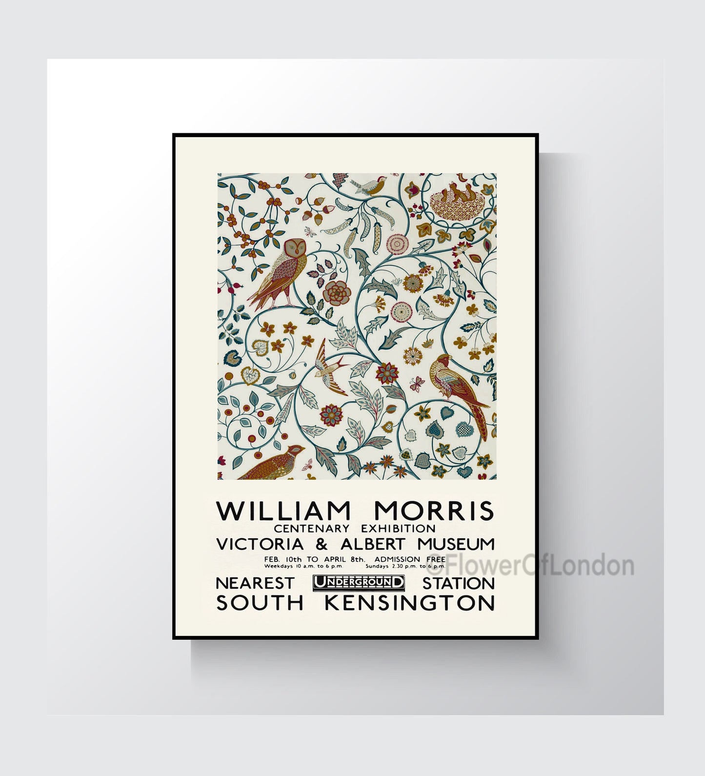 William Morris Exhibition Poster Newill Owl