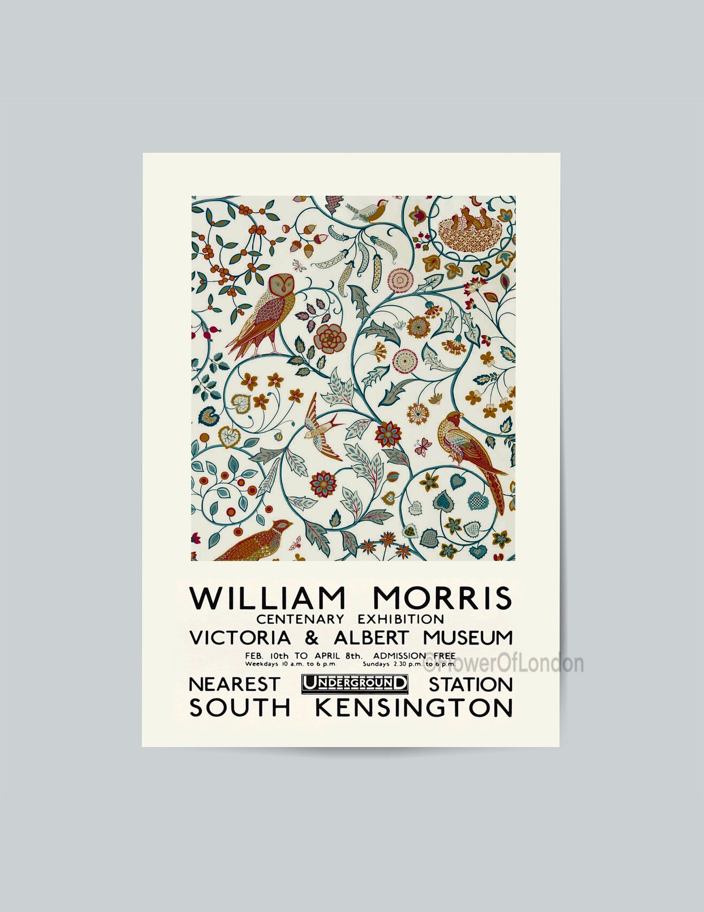 William Morris Exhibition Poster Newill Owl