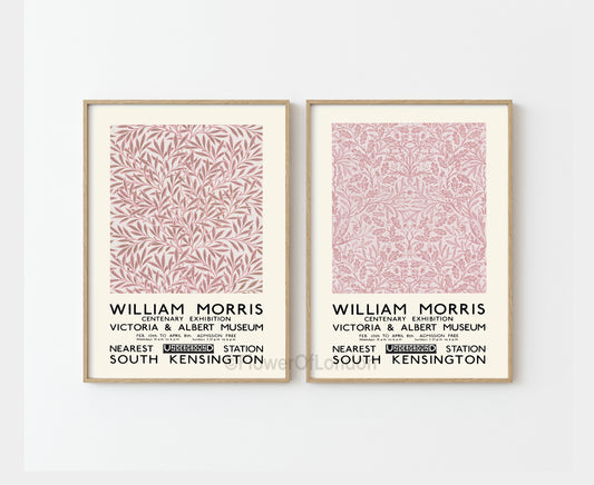 Set of 2 William Morris Prints in Dusty Pink, Willow & Acorn