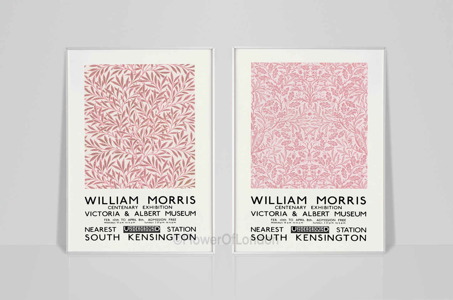 Set of 2 William Morris Prints in Dusty Pink, Willow & Acorn