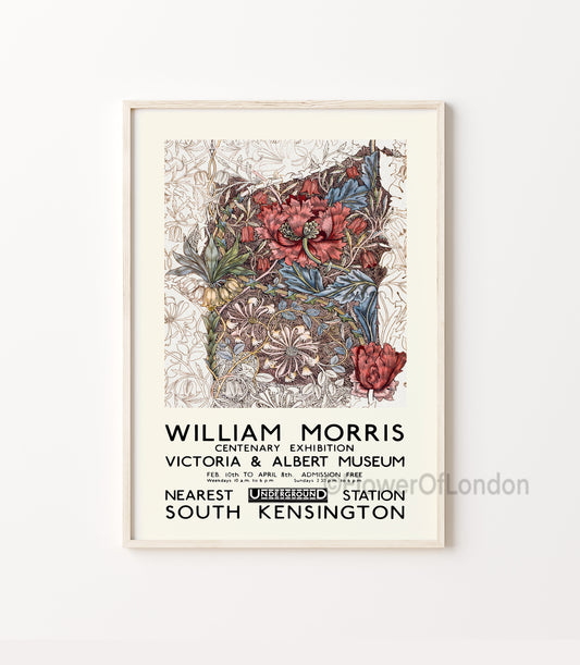 William Morris Exhibition Poster Honeysuckle Sketch