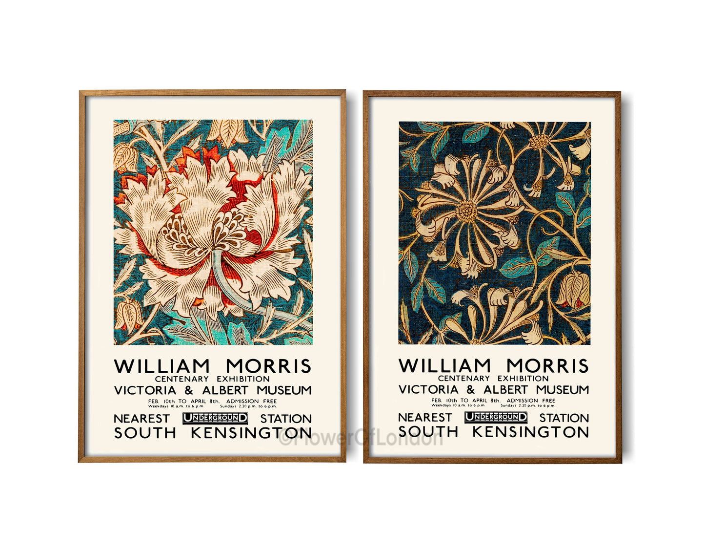 Set of 2 William Morris Exhibition Posters Honeysuckle Wallpaper