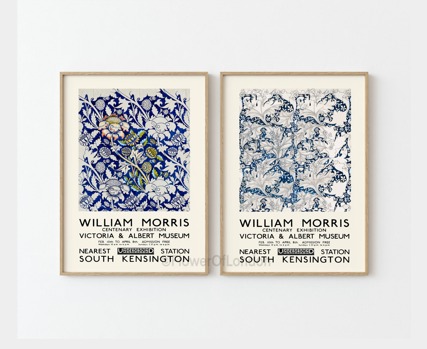 Set of 2 William Morris Exhibition Posters Wey & Wallflower