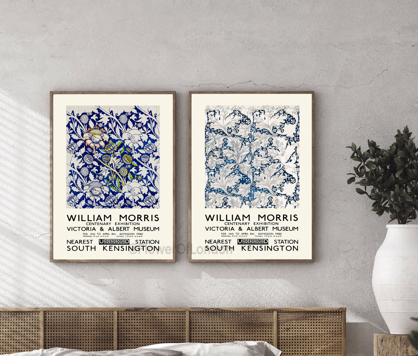 Set of 2 William Morris Exhibition Posters Wey & Wallflower