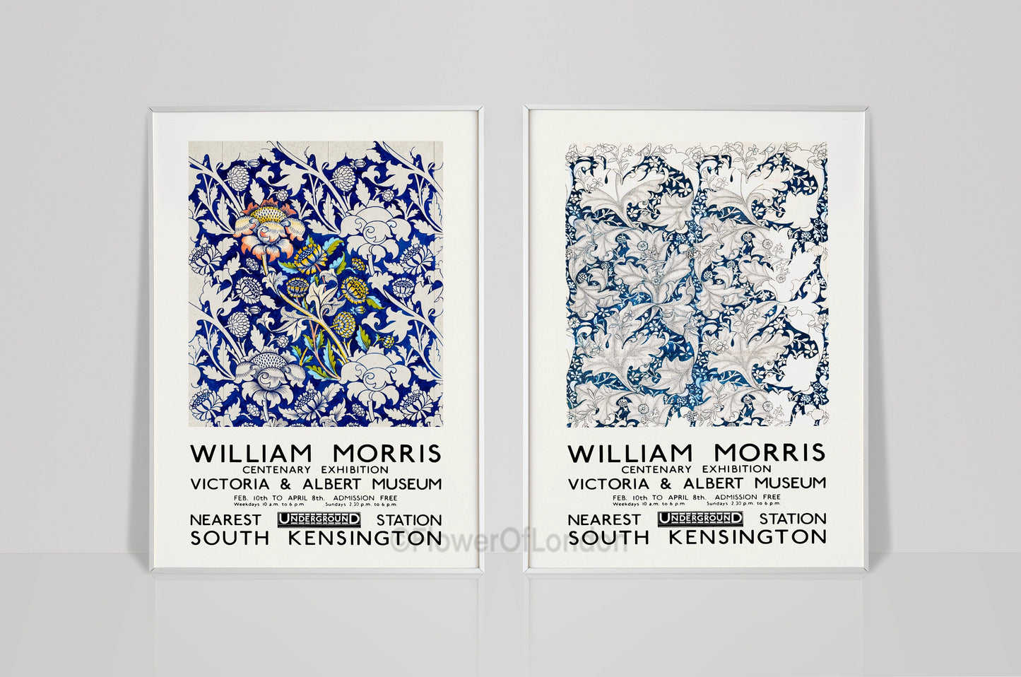 Set of 2 William Morris Exhibition Posters Wey & Wallflower