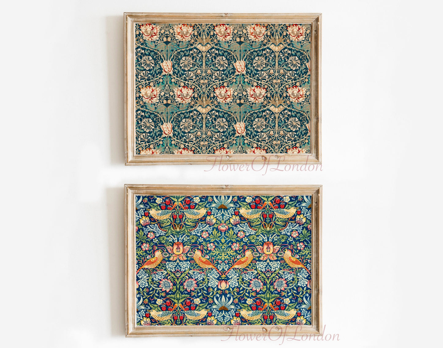 Set of 2 William Morris prints Strawberry Thief & Honeysuckle