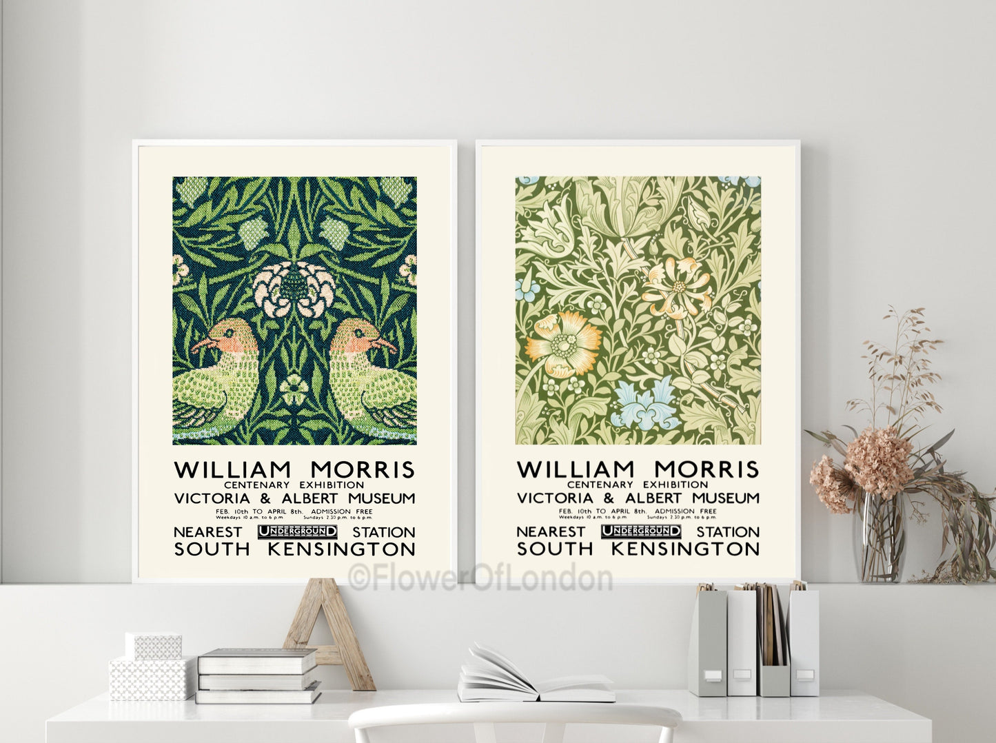 Set of 2 William Morris Posters Compton & Birds