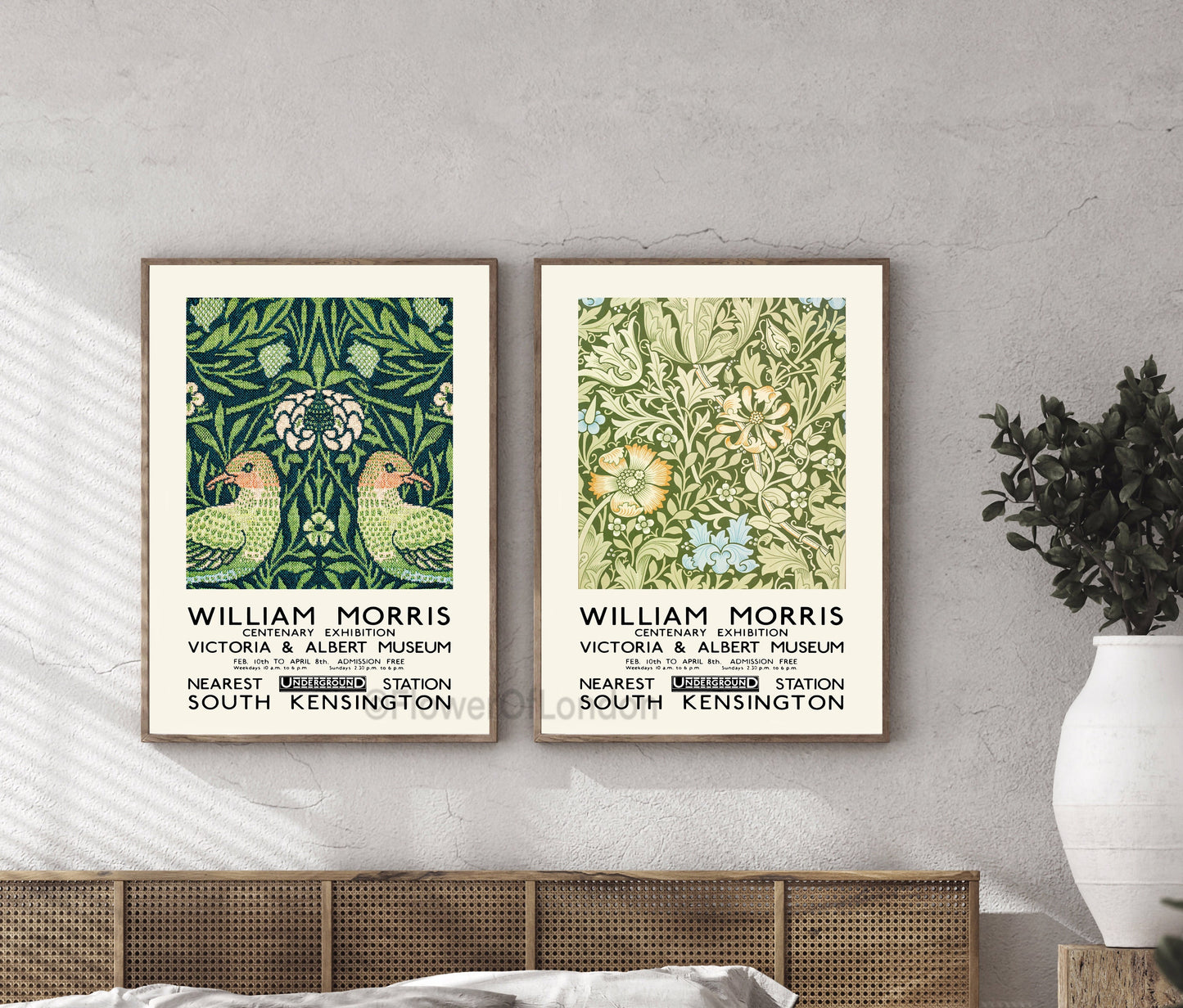 Set of 2 William Morris Posters Compton & Birds