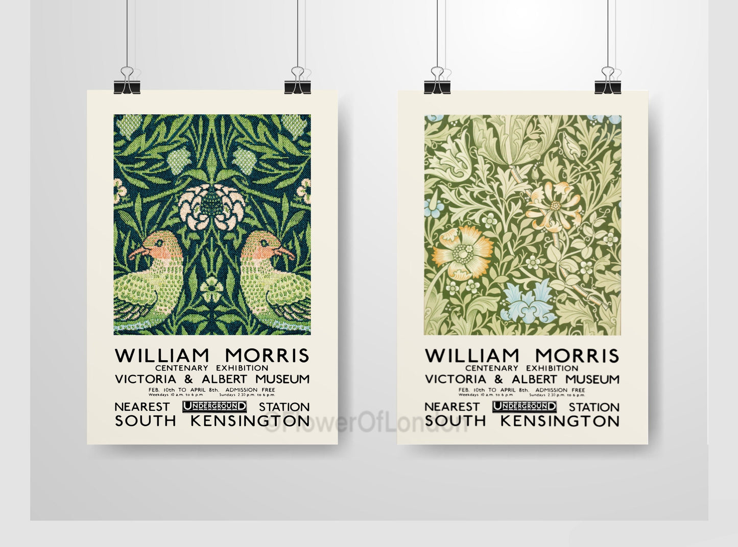 Set of 2 William Morris Posters Compton & Birds