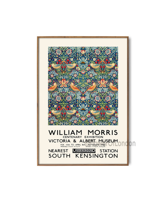 William Morris Vintage Strawberry Thief Exhibition Poster