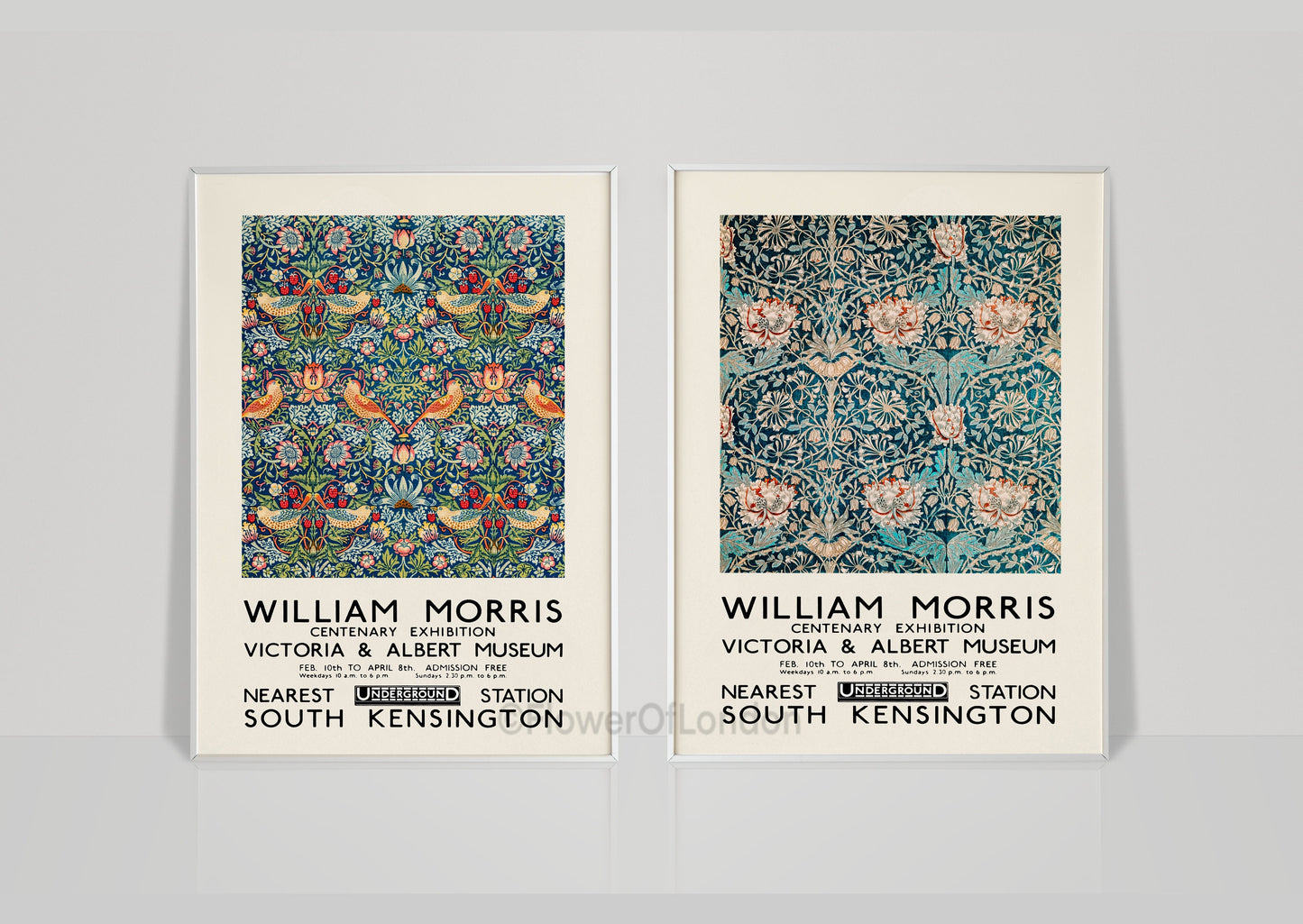 Set of 2 William Morris Posters Strawberry Thief & Honeysuckle