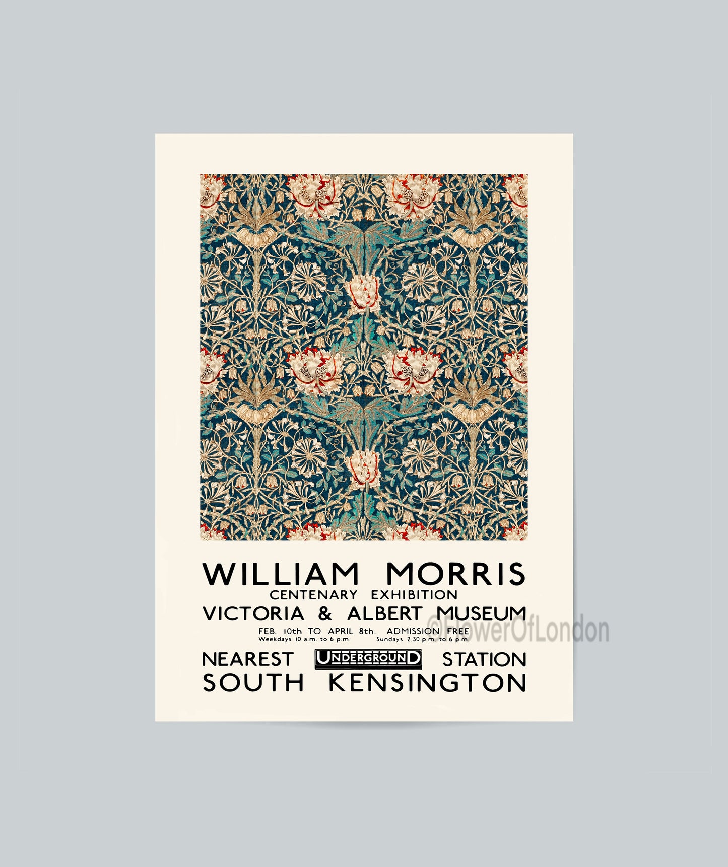 William Morris Exhibition Poster Honeysuckle Wallpaper