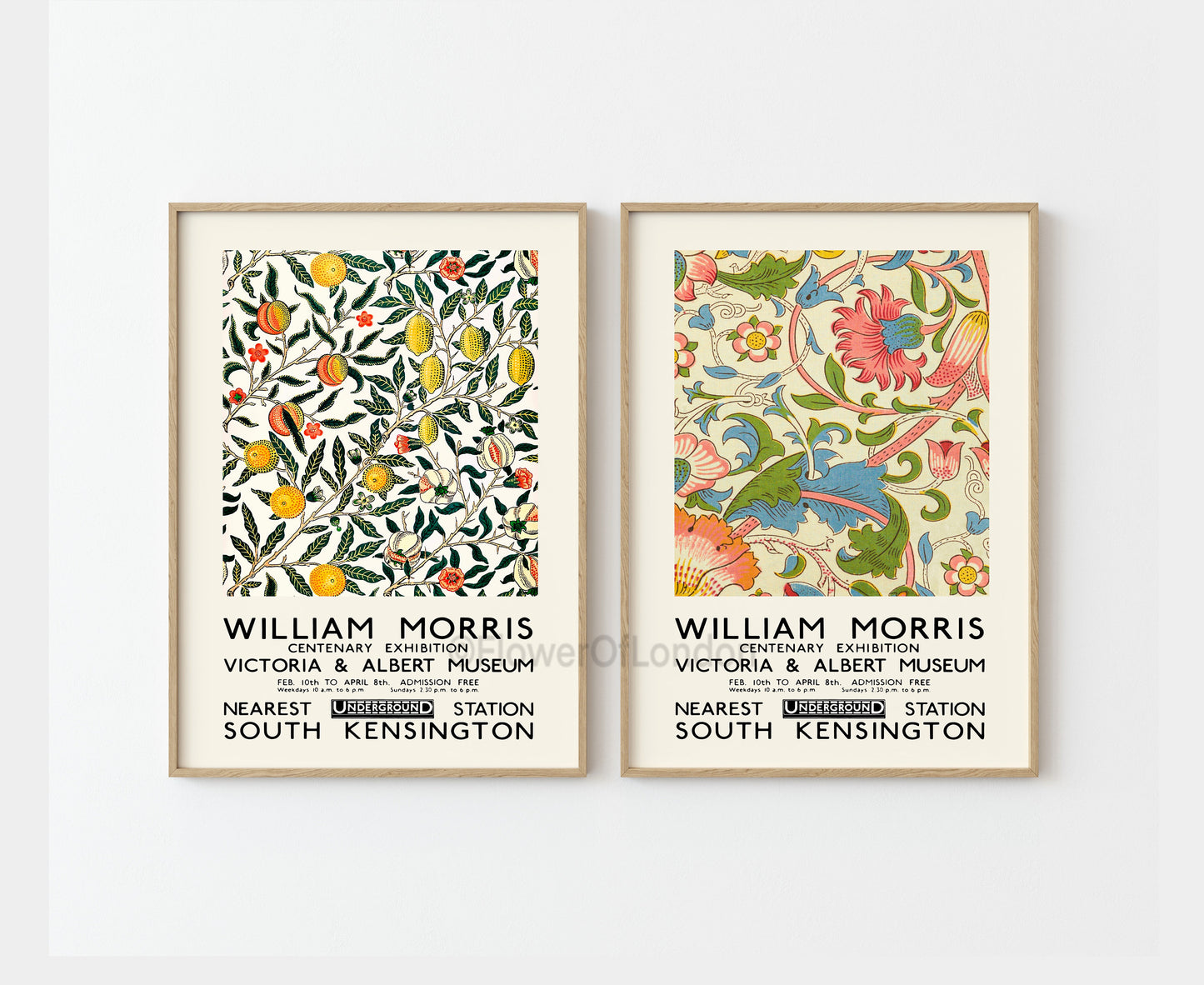 Set of 2 William Morris Prints Four Fruits Citrus & Lodden