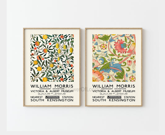 Set of 2 William Morris Prints Four Fruits Citrus & Lodden