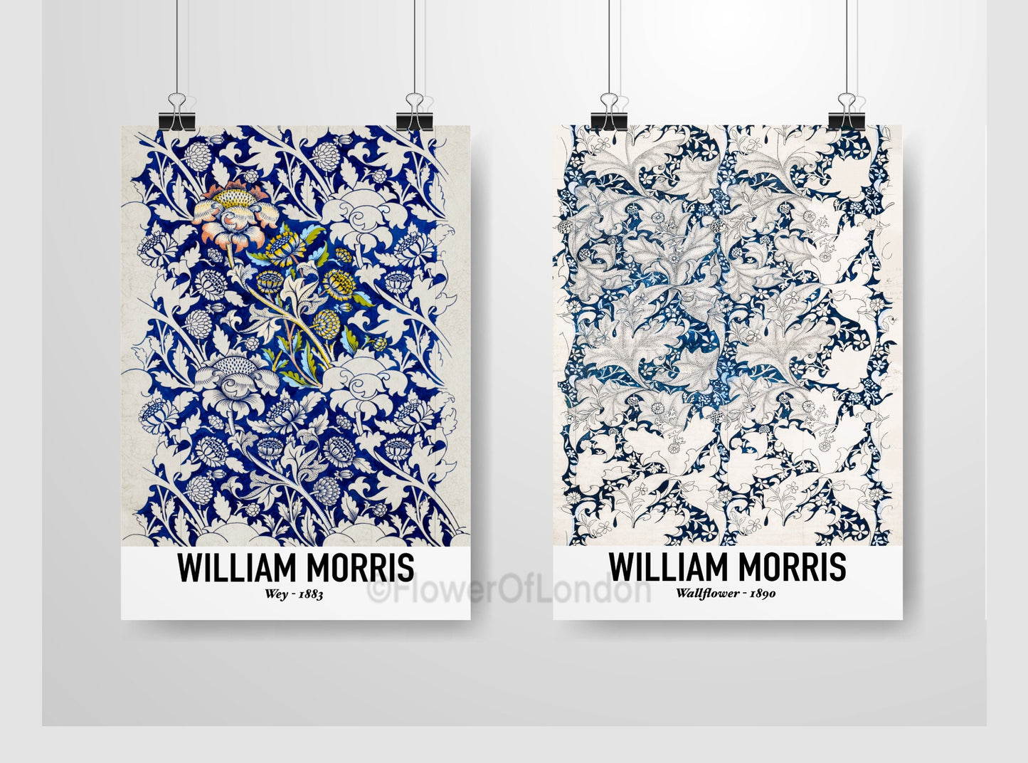 Set of 2 William Morris Prints  Wallpaper Wey & Wallflower