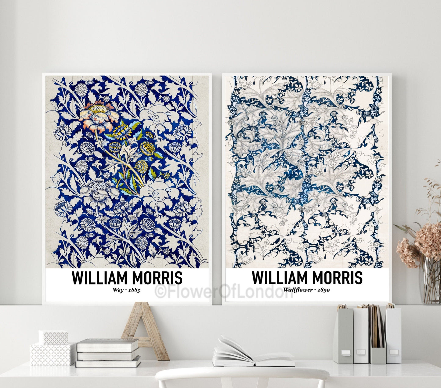 Set of 2 William Morris Prints  Wallpaper Wey & Wallflower