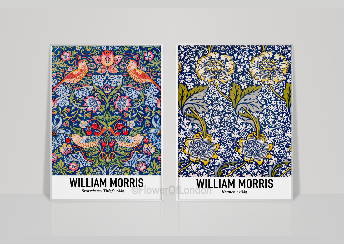 Set of 2 William Morris Prints Strawberry Thief & Kennet