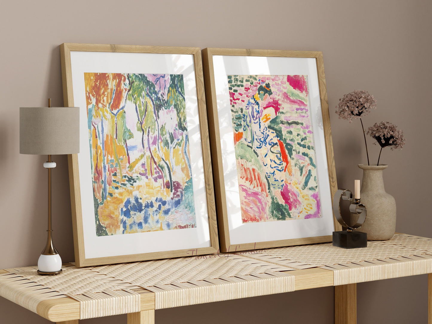 Set of 2 Matisse Prints, Woman & Landscape Collioure