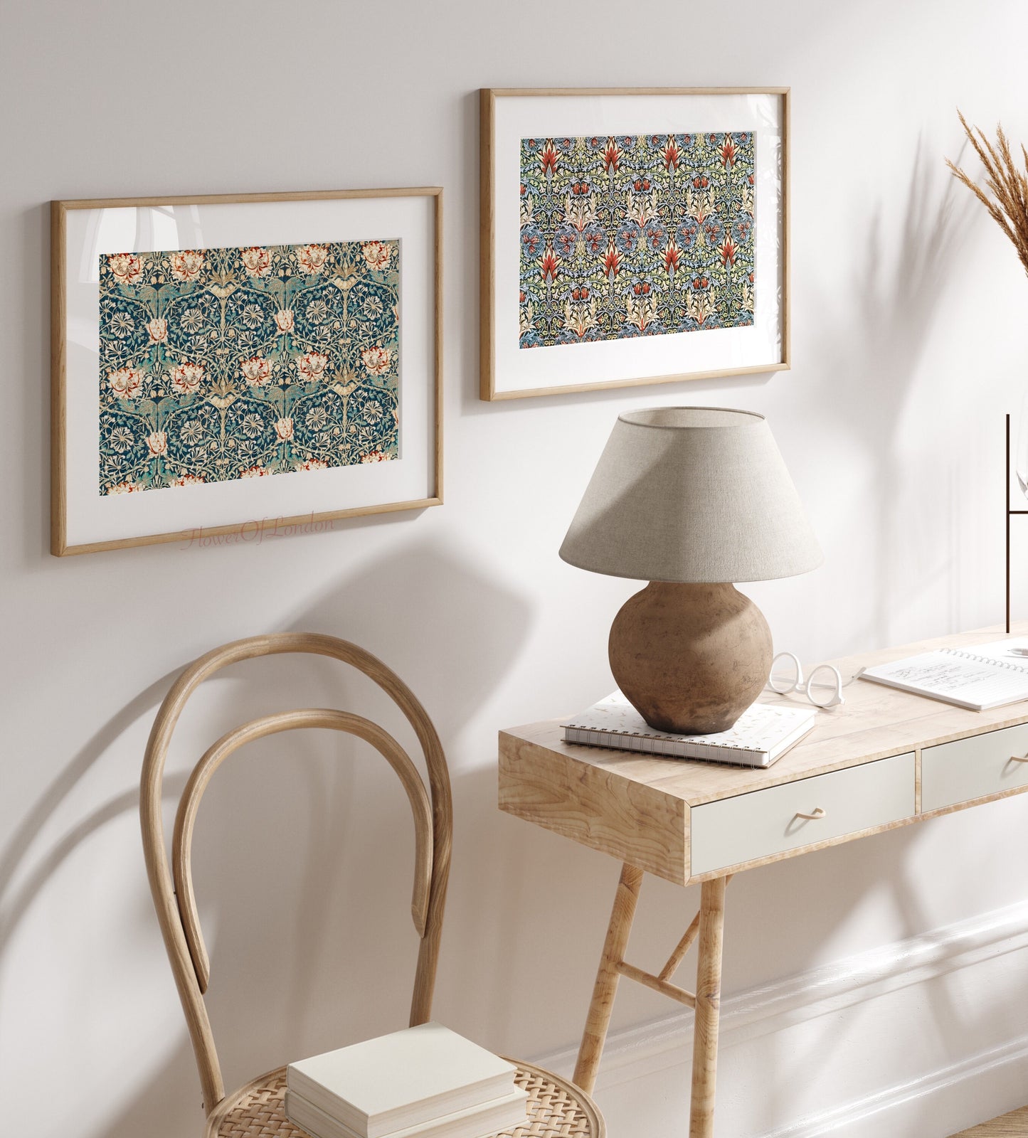 Set of 2 William Morris Prints Honeysuckle & Snakeshead