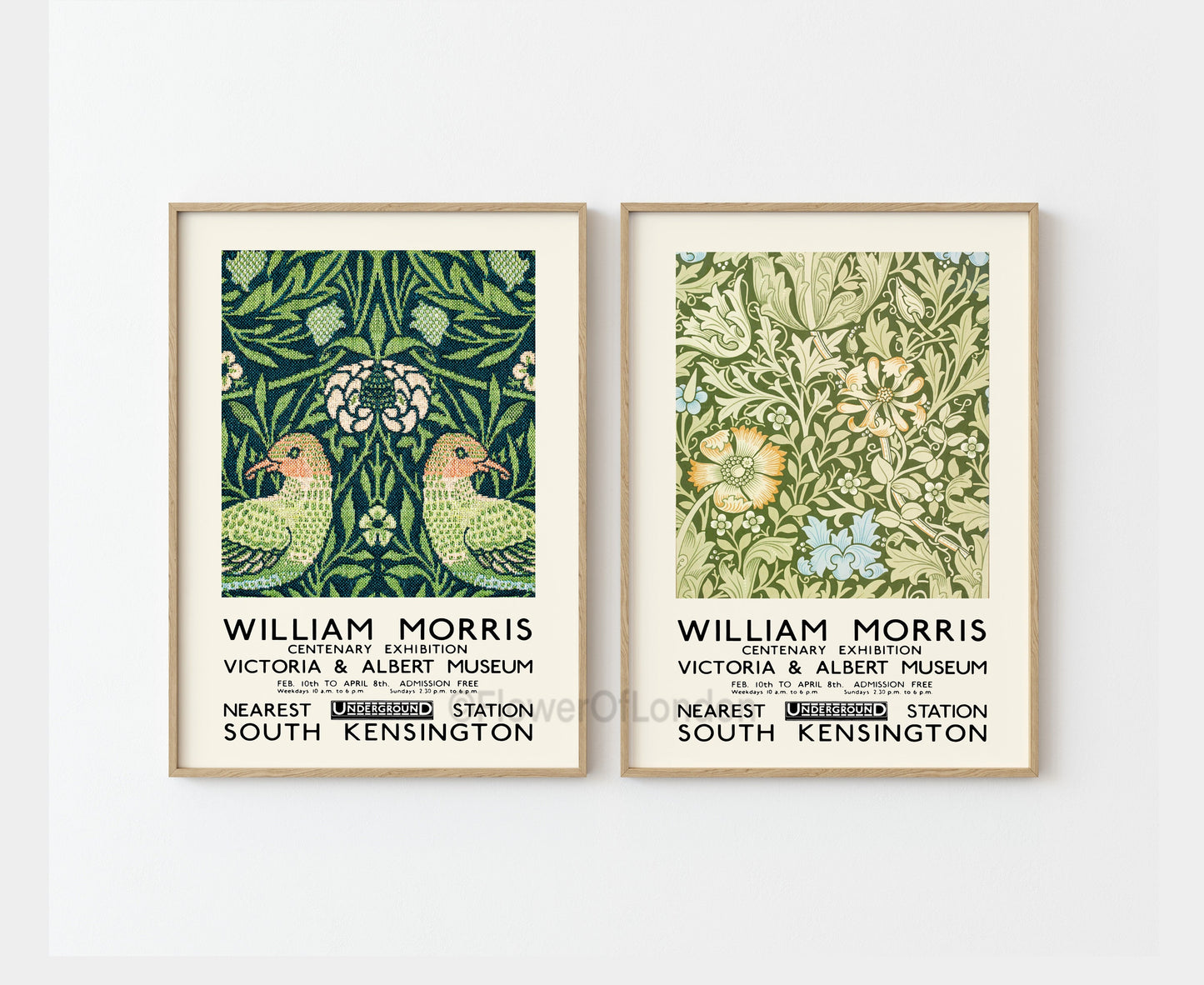 Set of 2 William Morris Posters Compton & Birds