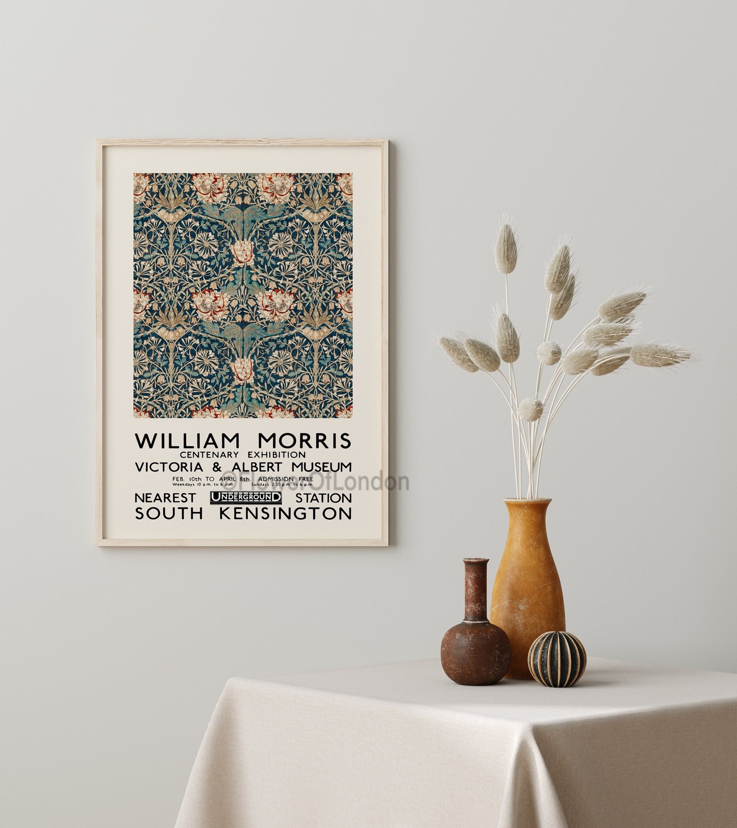 William Morris Exhibition Poster Honeysuckle Wallpaper