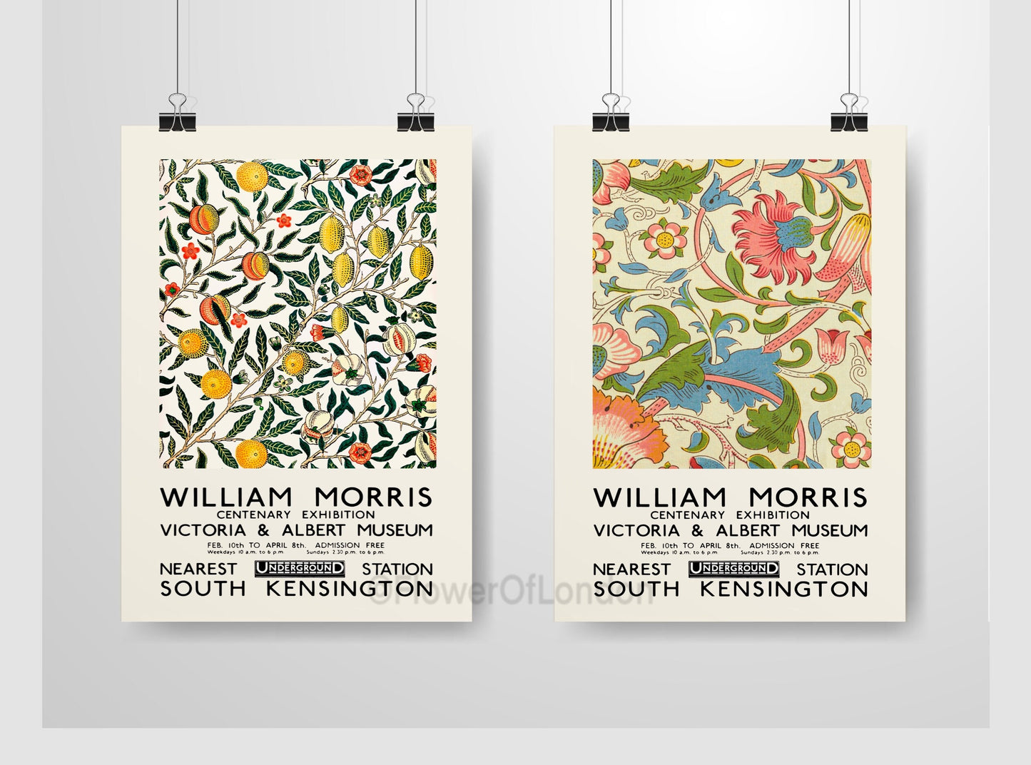 Set of 2 William Morris Prints Four Fruits Citrus & Lodden