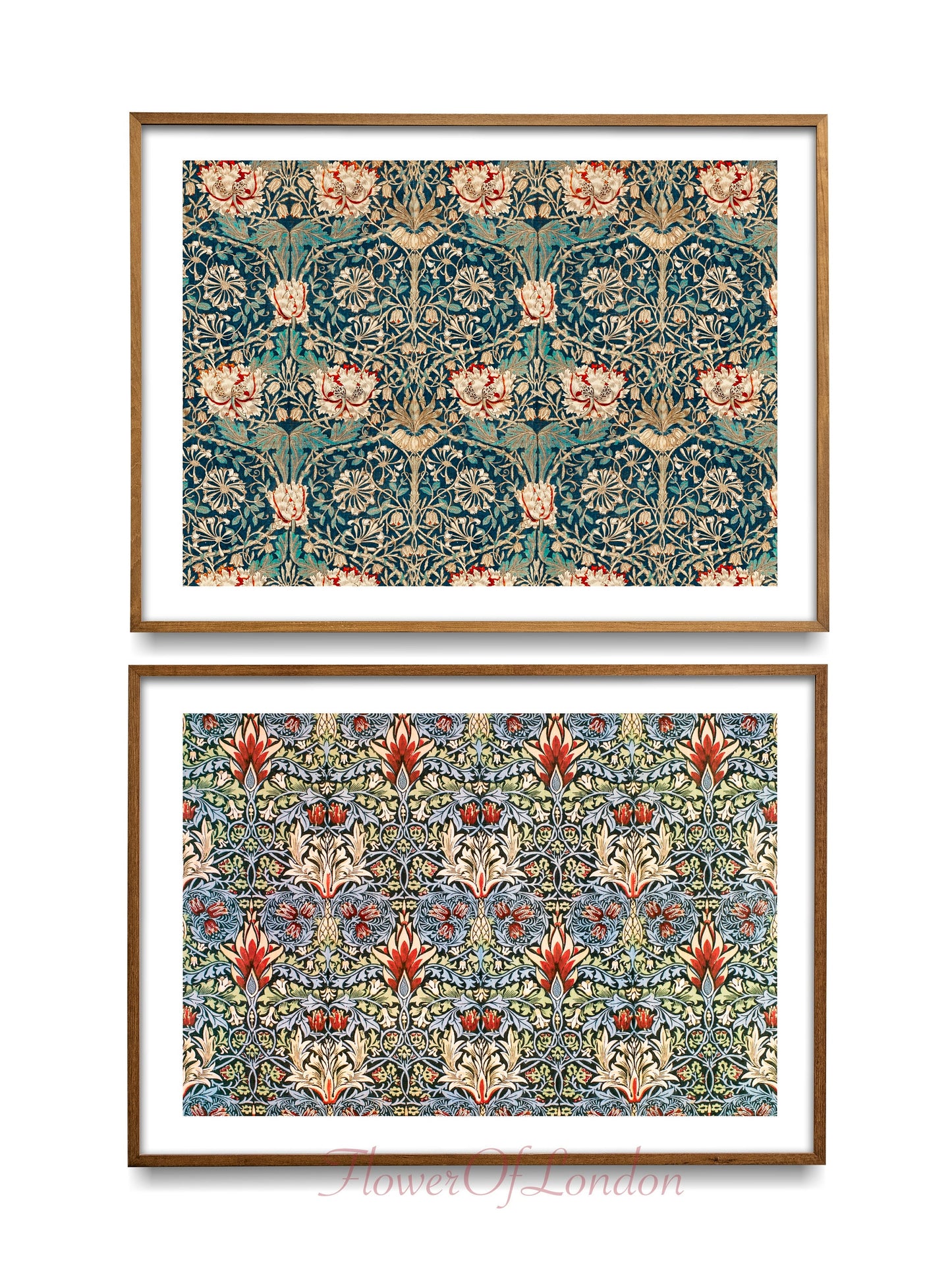 Set of 2 William Morris Prints Honeysuckle & Snakeshead