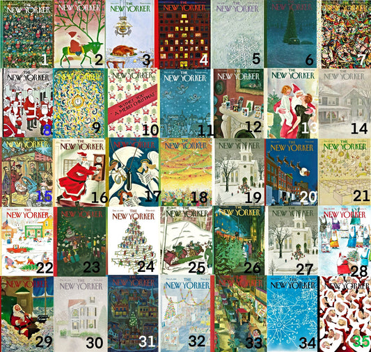 Set of 50 New Yorker Christmas Covers Prints, Christmas Decor Collection, Digital Download