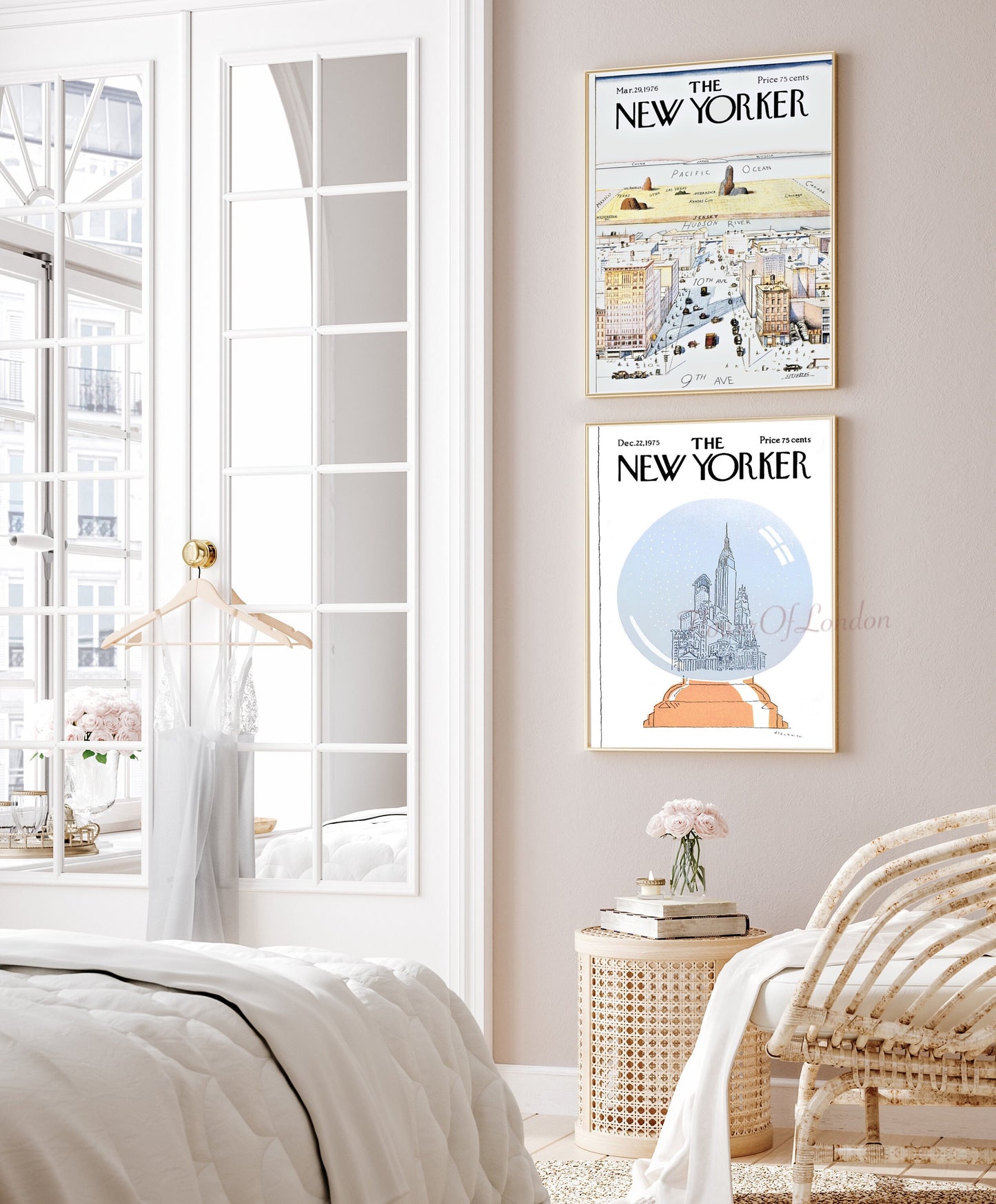 Set of 4 New Yorker Prints, Soft Pastel Colours College Dorm Decor