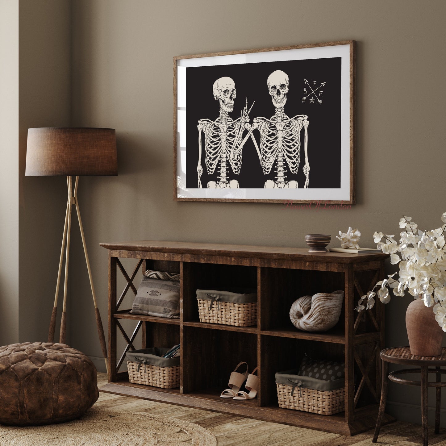 2 Skeletons Best Friends Forever Halloween Print #H1