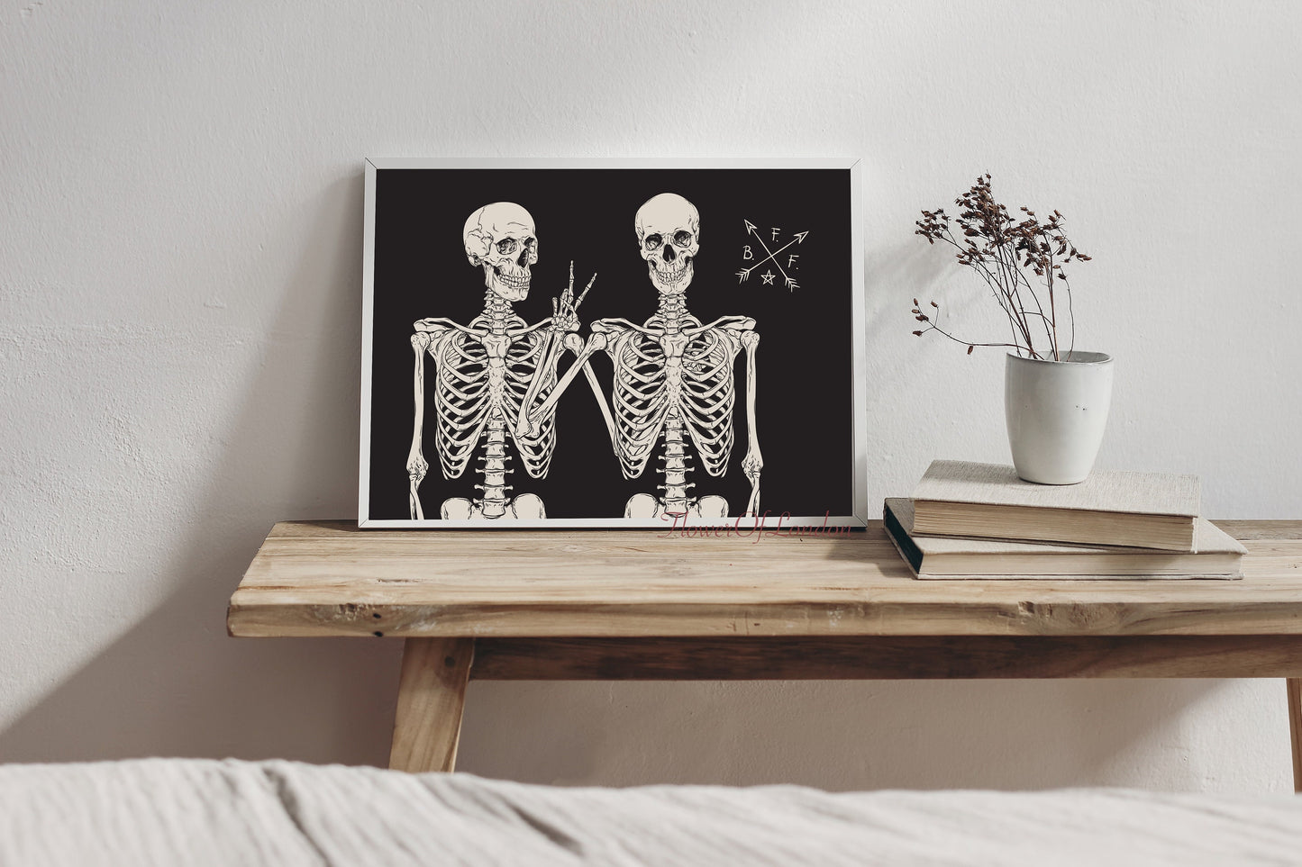 2 Skeletons Best Friends Forever Halloween Print #H1