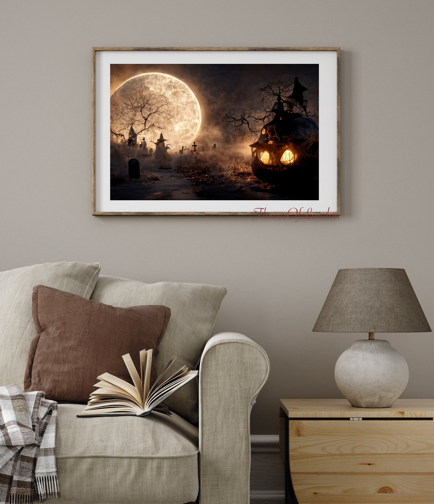 Scary Halloween Pumpkin Spooky Moon Print #H13