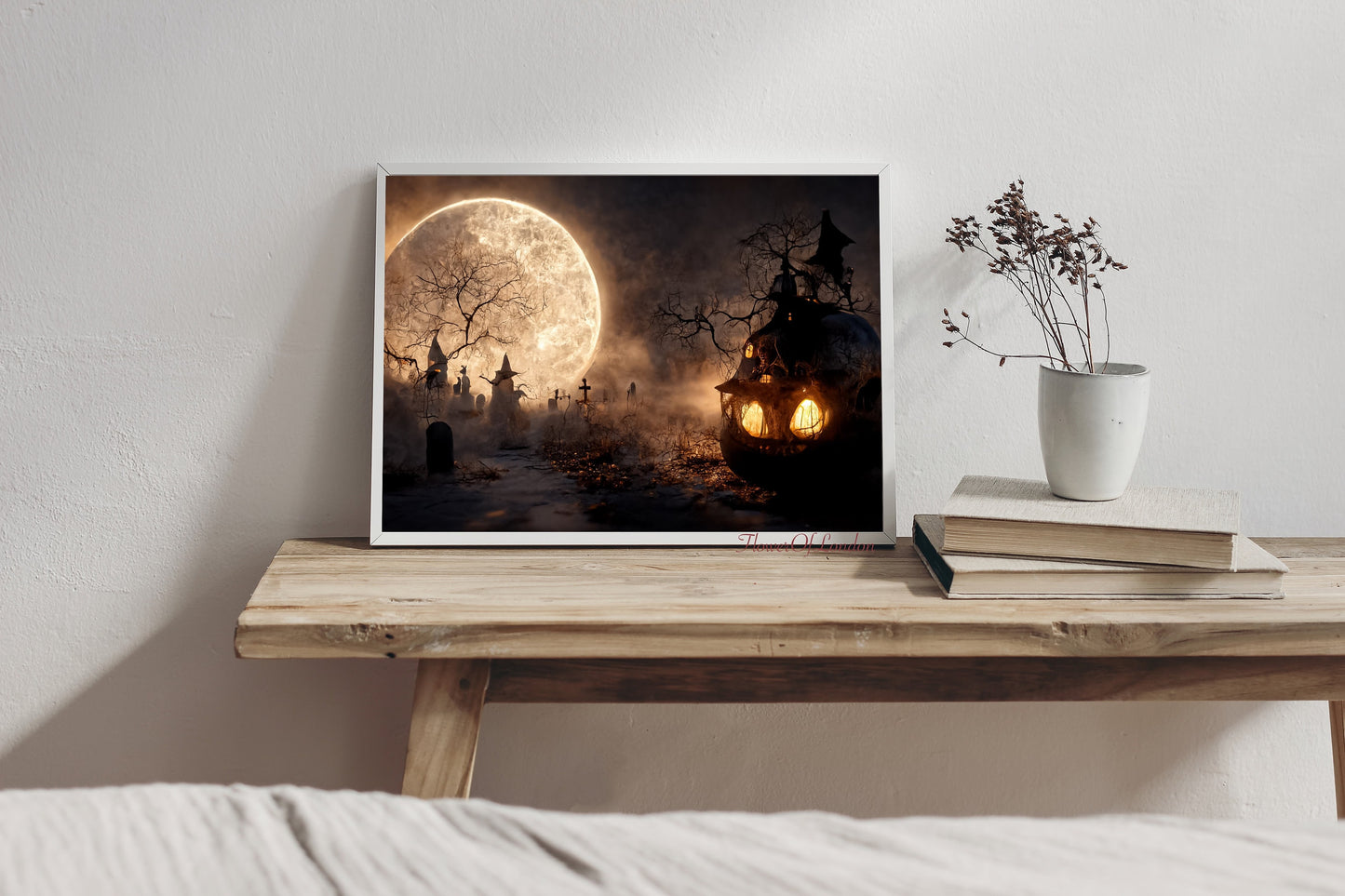 Scary Halloween Pumpkin Spooky Moon Print #H13