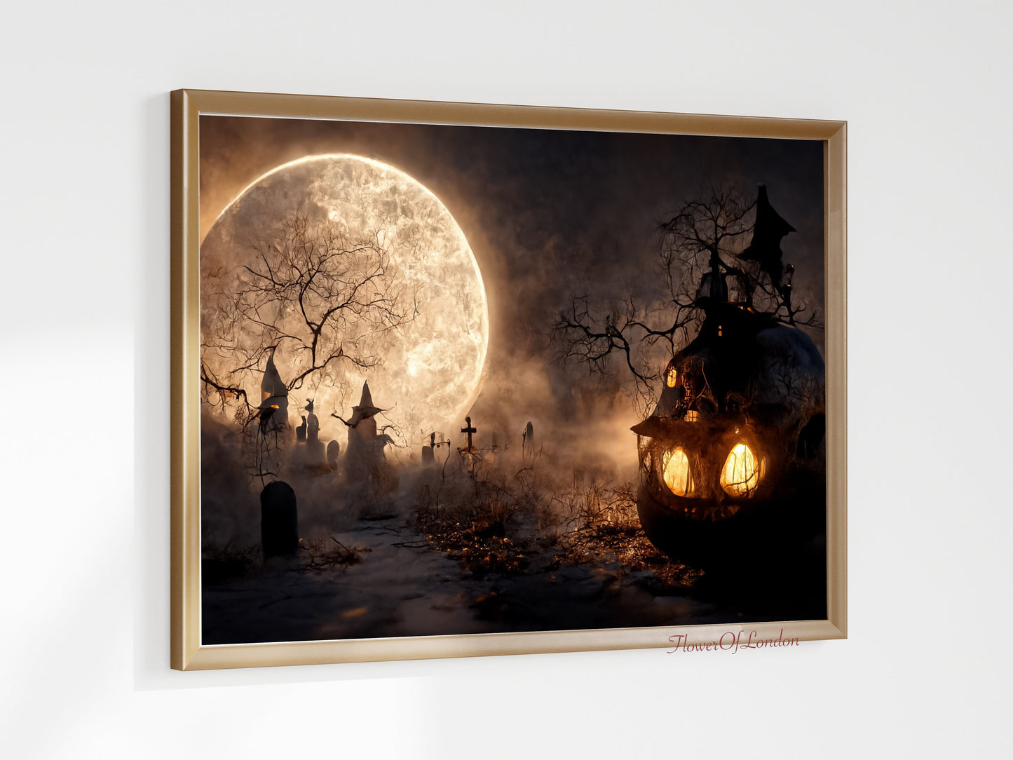 Scary Halloween Pumpkin Spooky Moon Print #H13