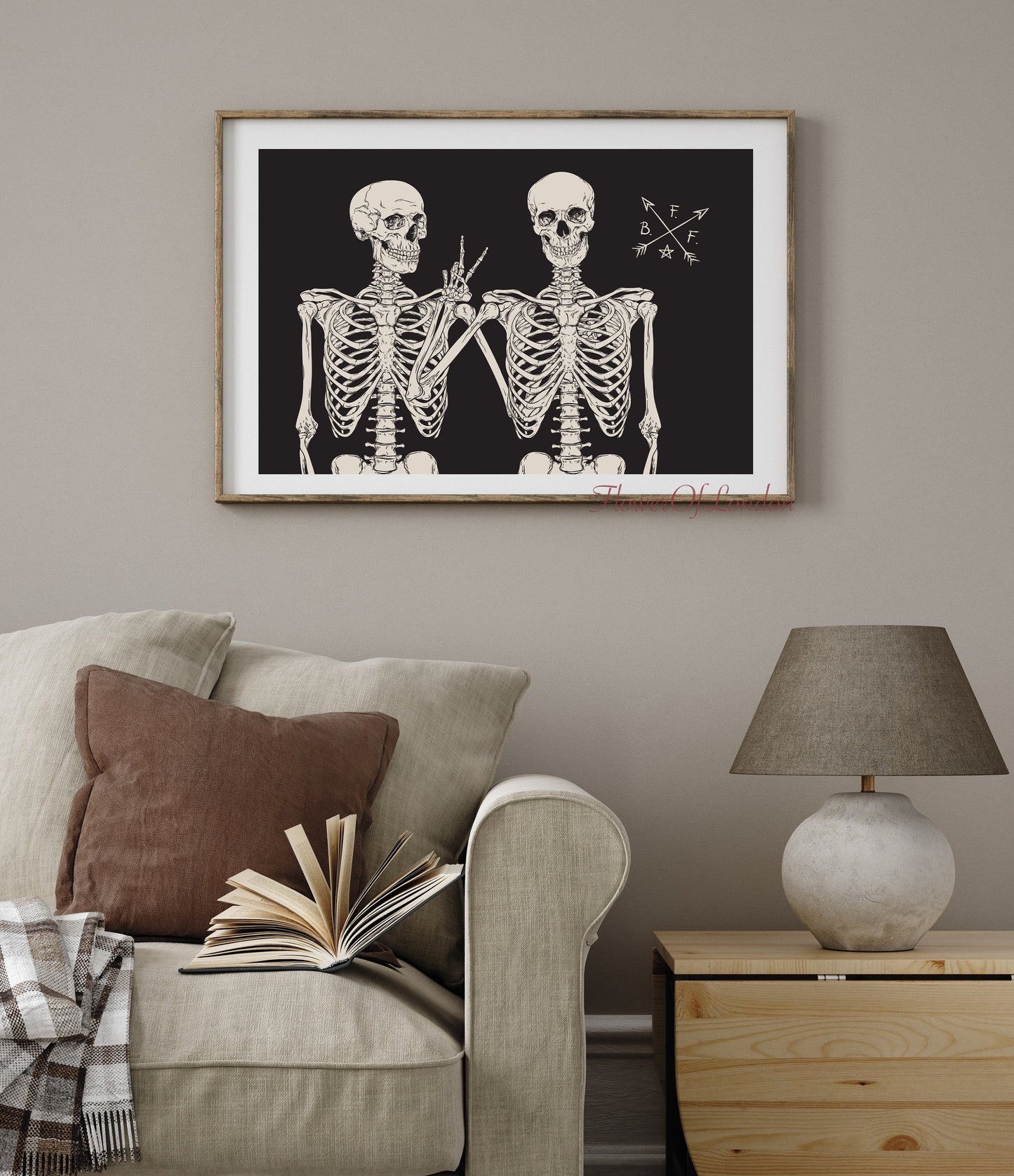 2 Skeletons Best Friends Forever Halloween Print #H1