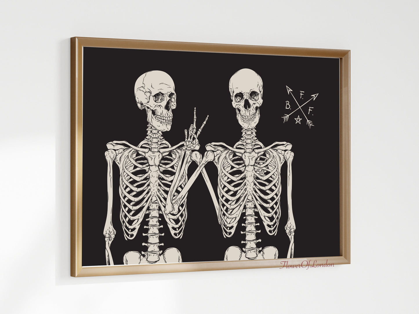 2 Skeletons Best Friends Forever Halloween Print #H1