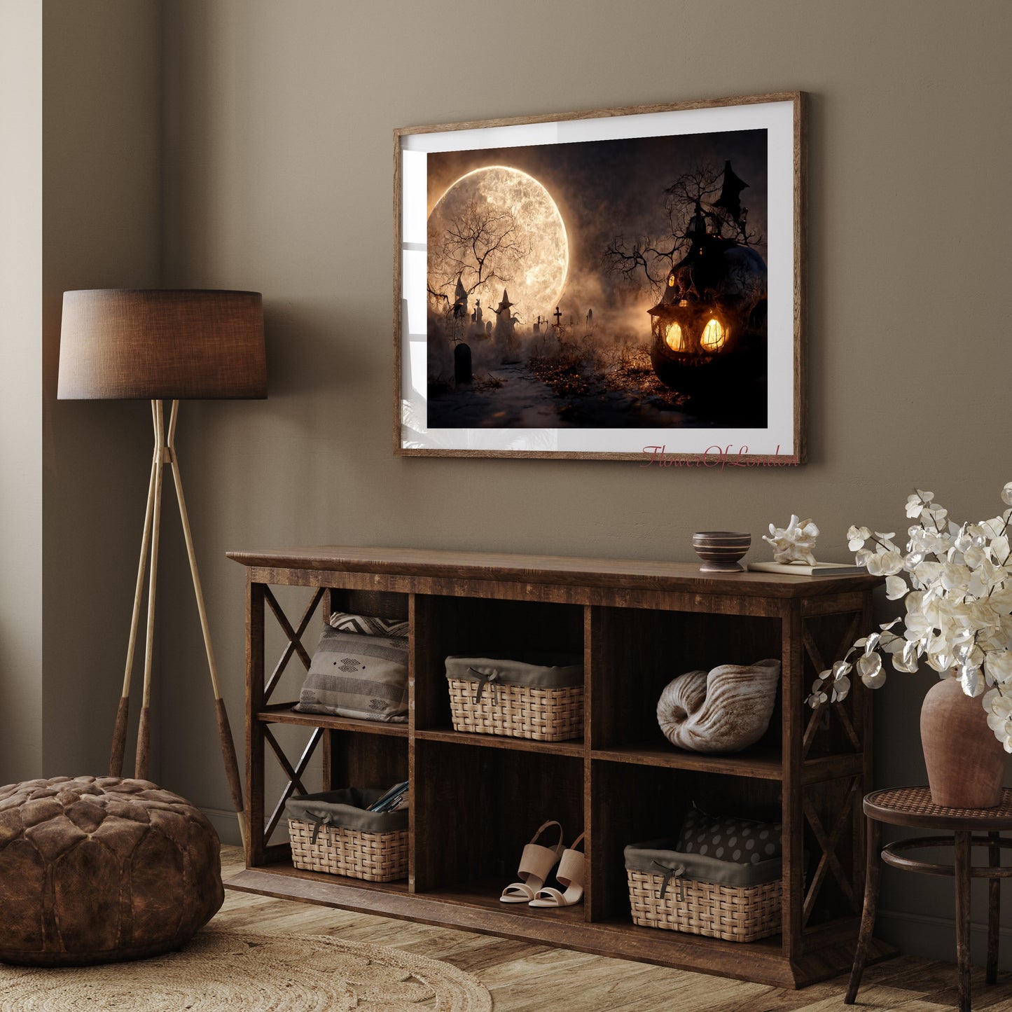 Scary Halloween Pumpkin Spooky Moon Print #H13