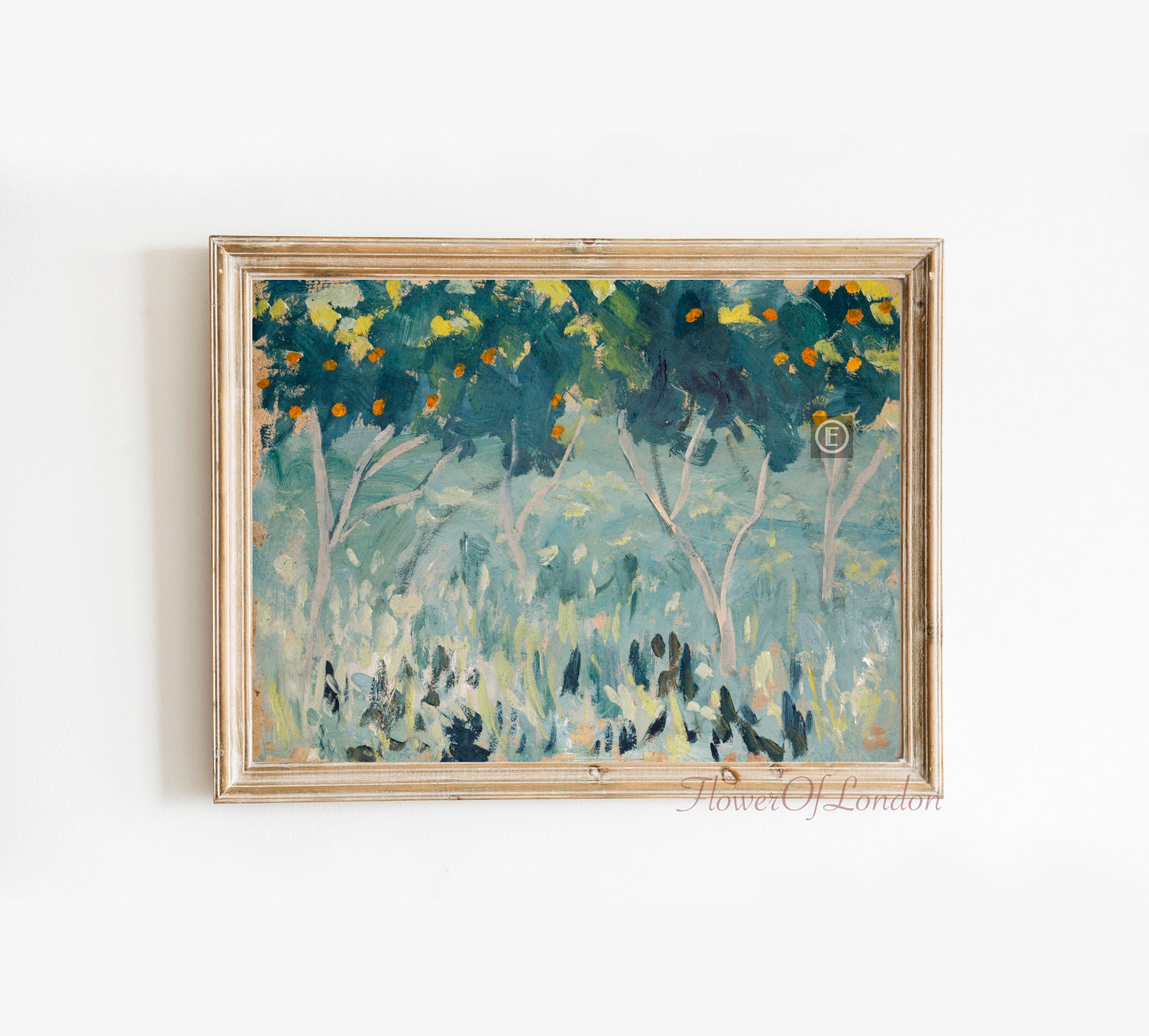 Vintage Summer Orange Trees Landscape Print #2