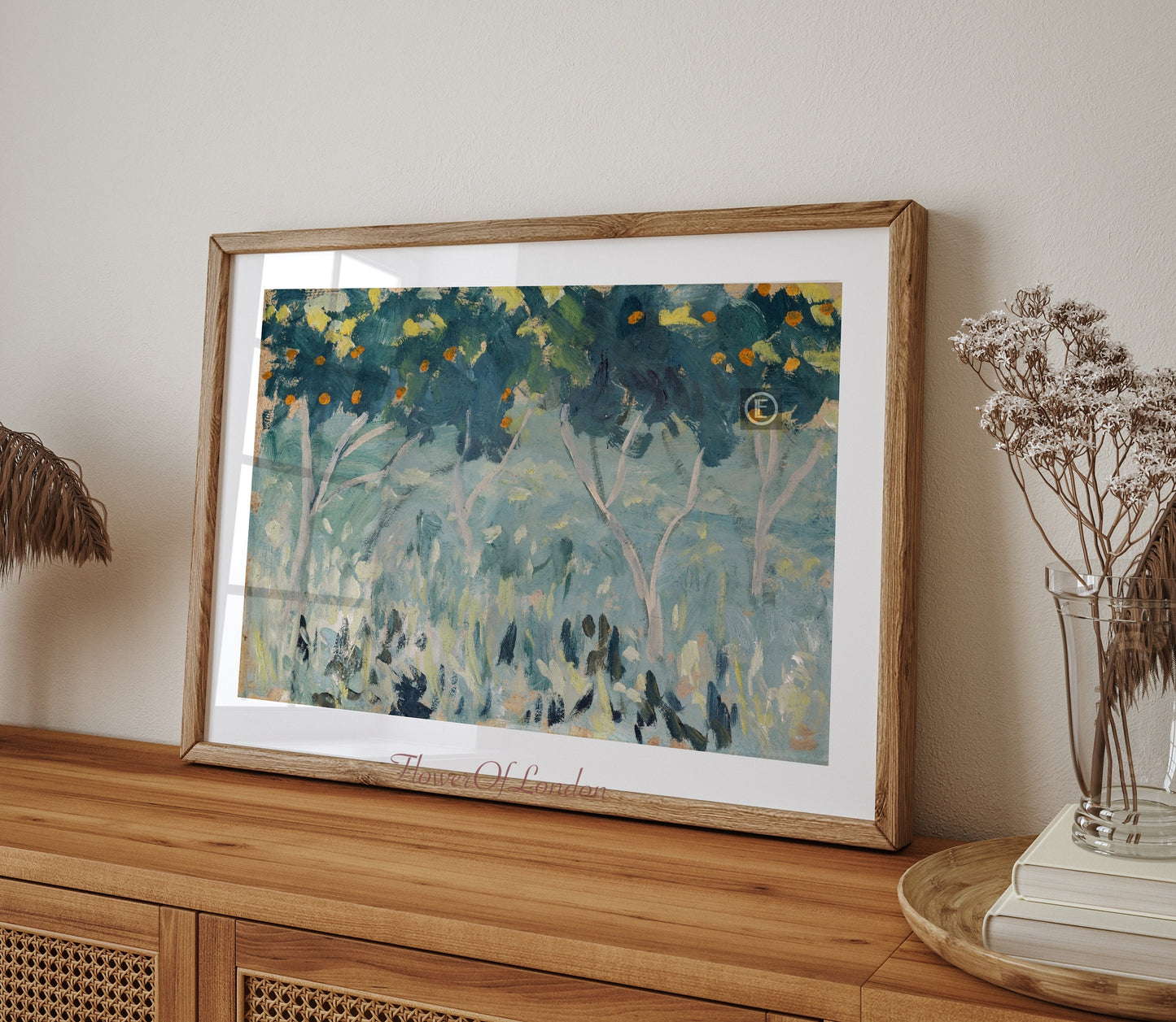 Vintage Summer Orange Trees Landscape Print #2