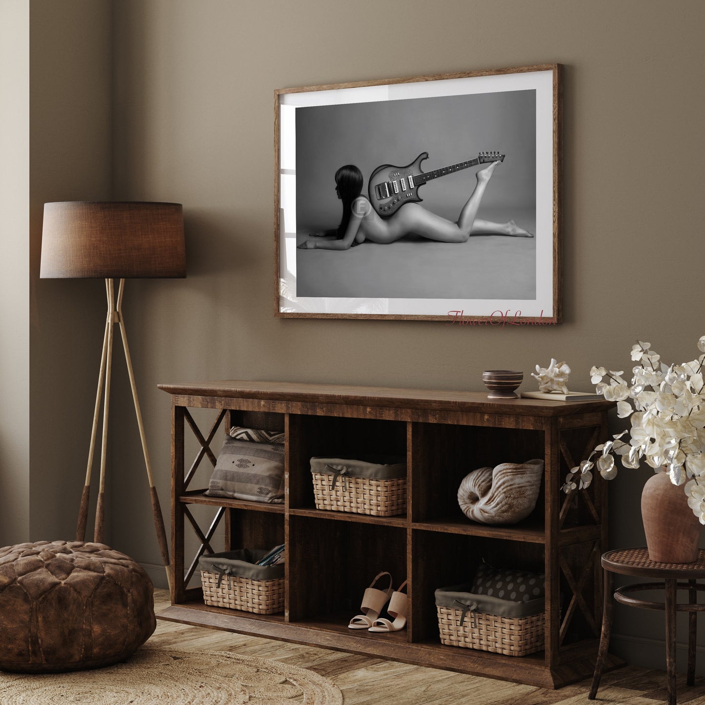 Nude Girl with Guitar Modern Art Print #11