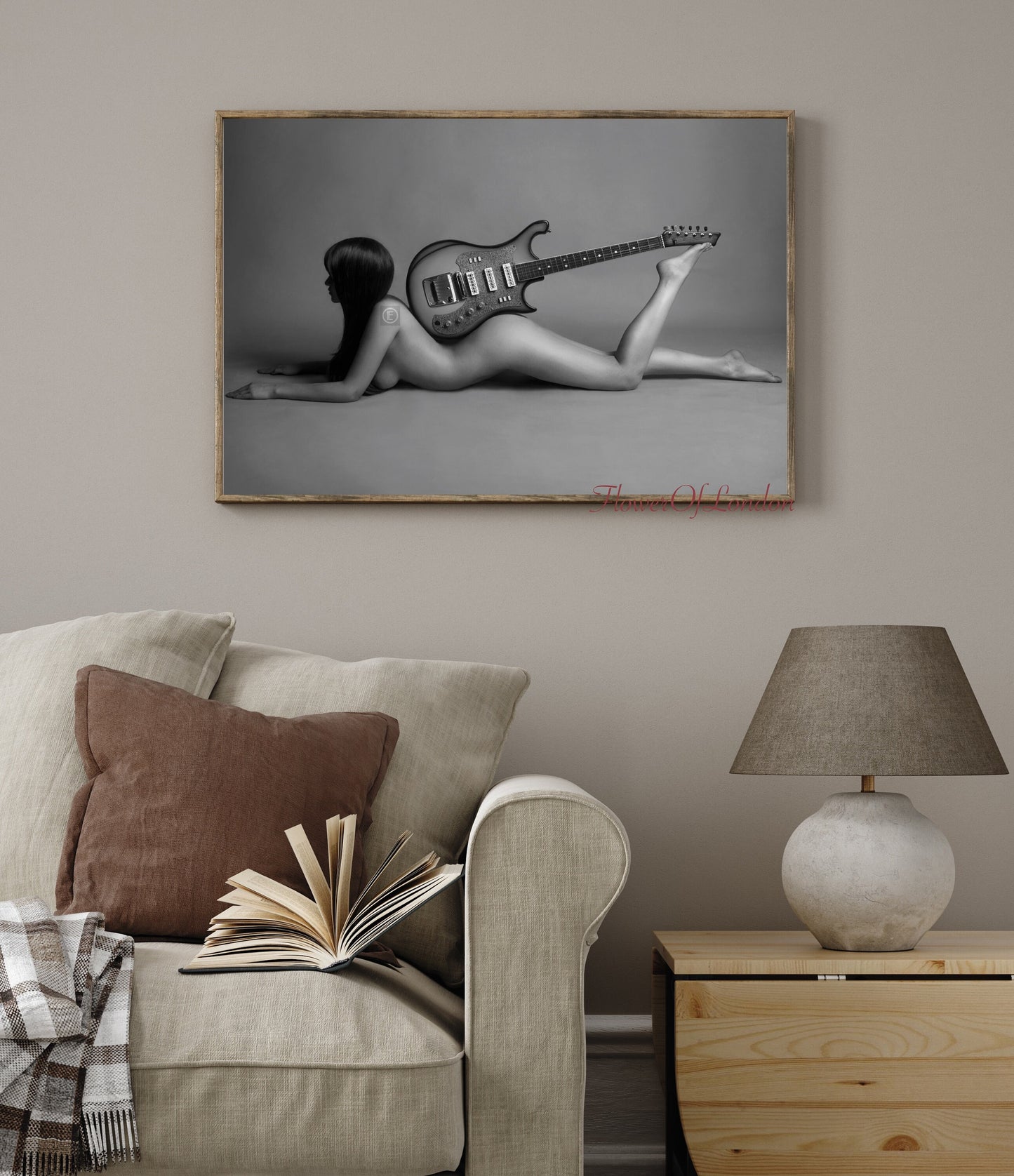 Nude Girl with Guitar Modern Art Print #11