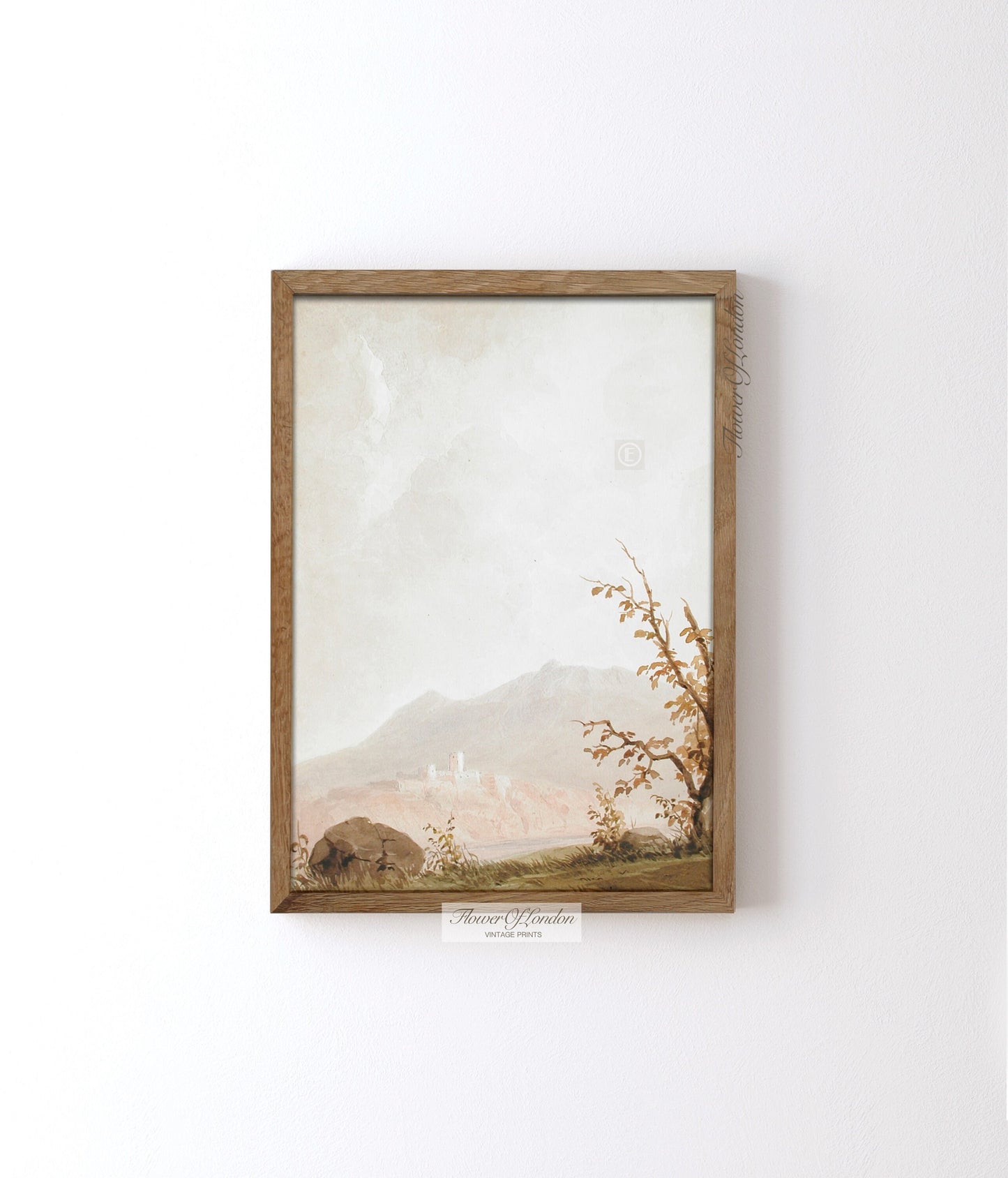 Neutral Autumn  Mountain Trees Landscape Print #16