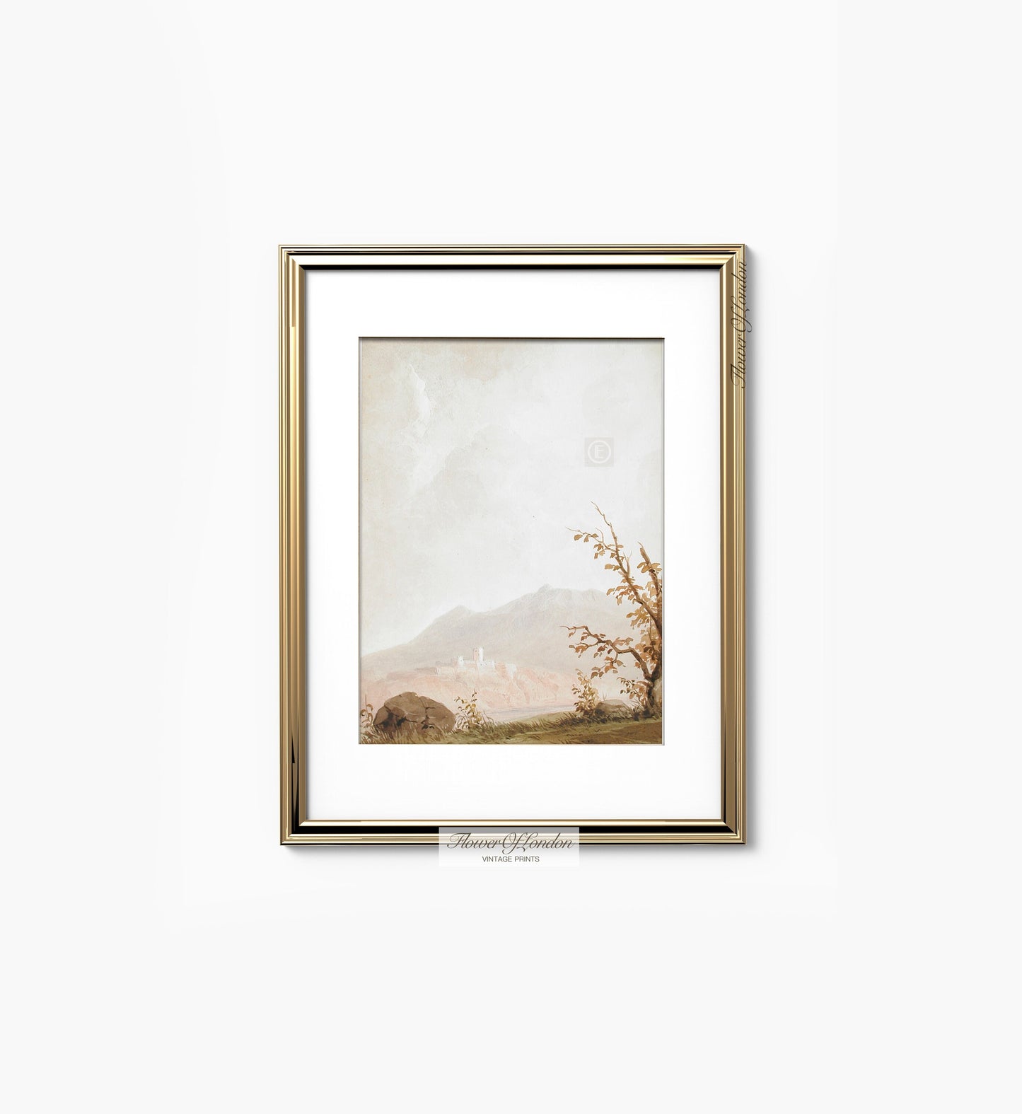 Neutral Autumn  Mountain Trees Landscape Print #16