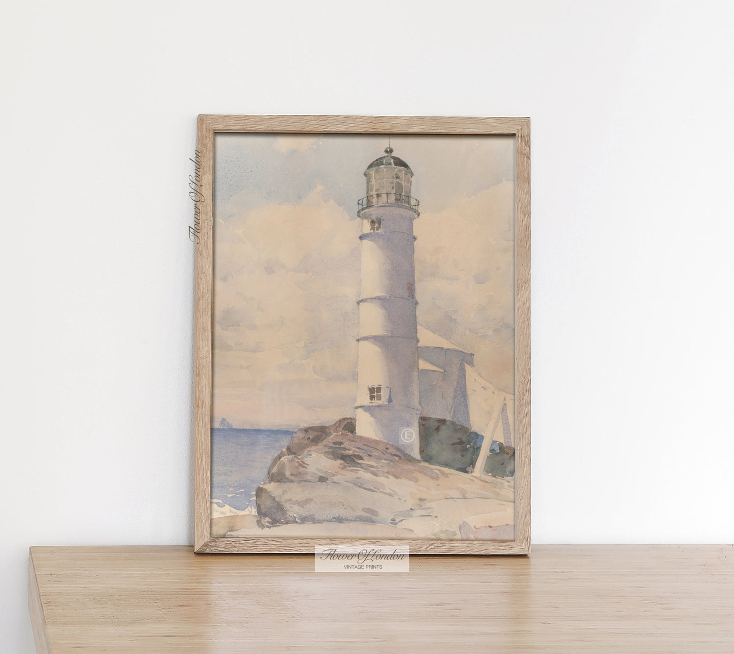 Neutral Summer Coastal Lighthouse Print #22