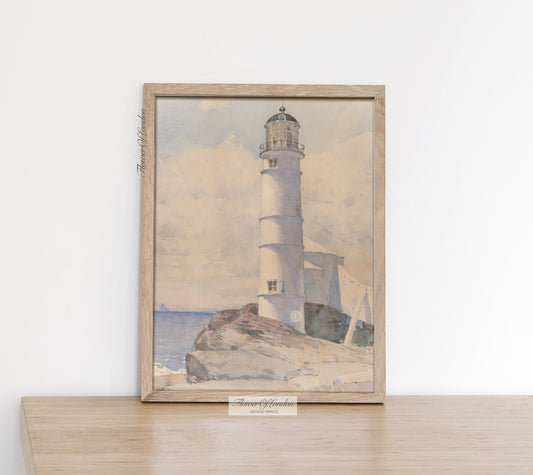 Neutral Summer Coastal Lighthouse Print #22